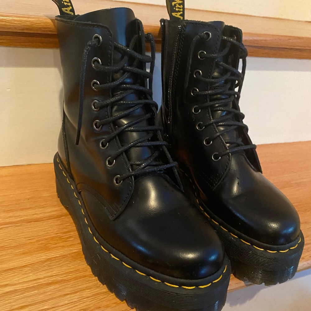 Dr. Martens platform black lace boot
